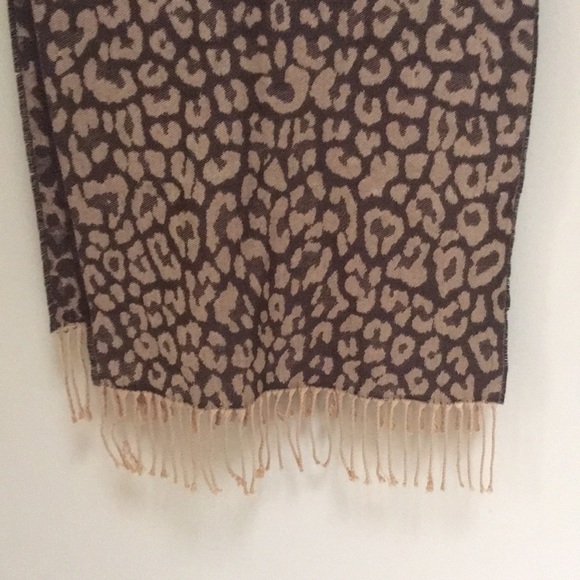 Brown and Tan Leopard Print Scarf 14”x 70” - Picture 3 of 5
